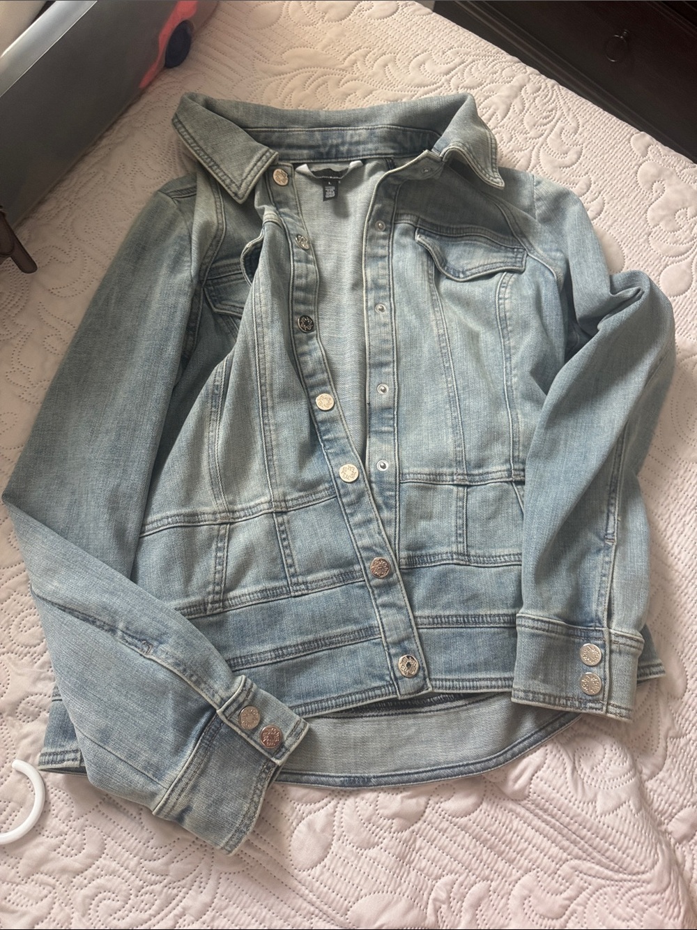 White House Black Market Light Blue Denim Jacket